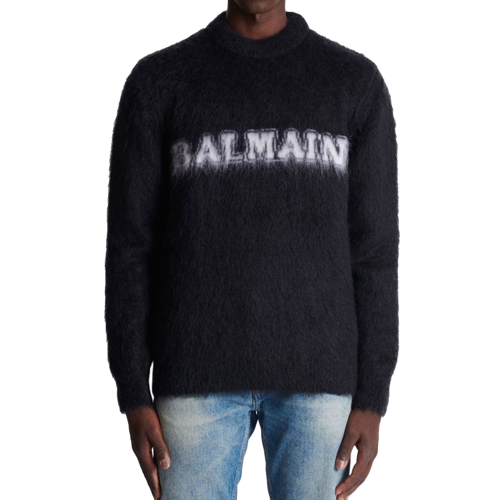 Shop Balmain Logo-print Jumper In Black