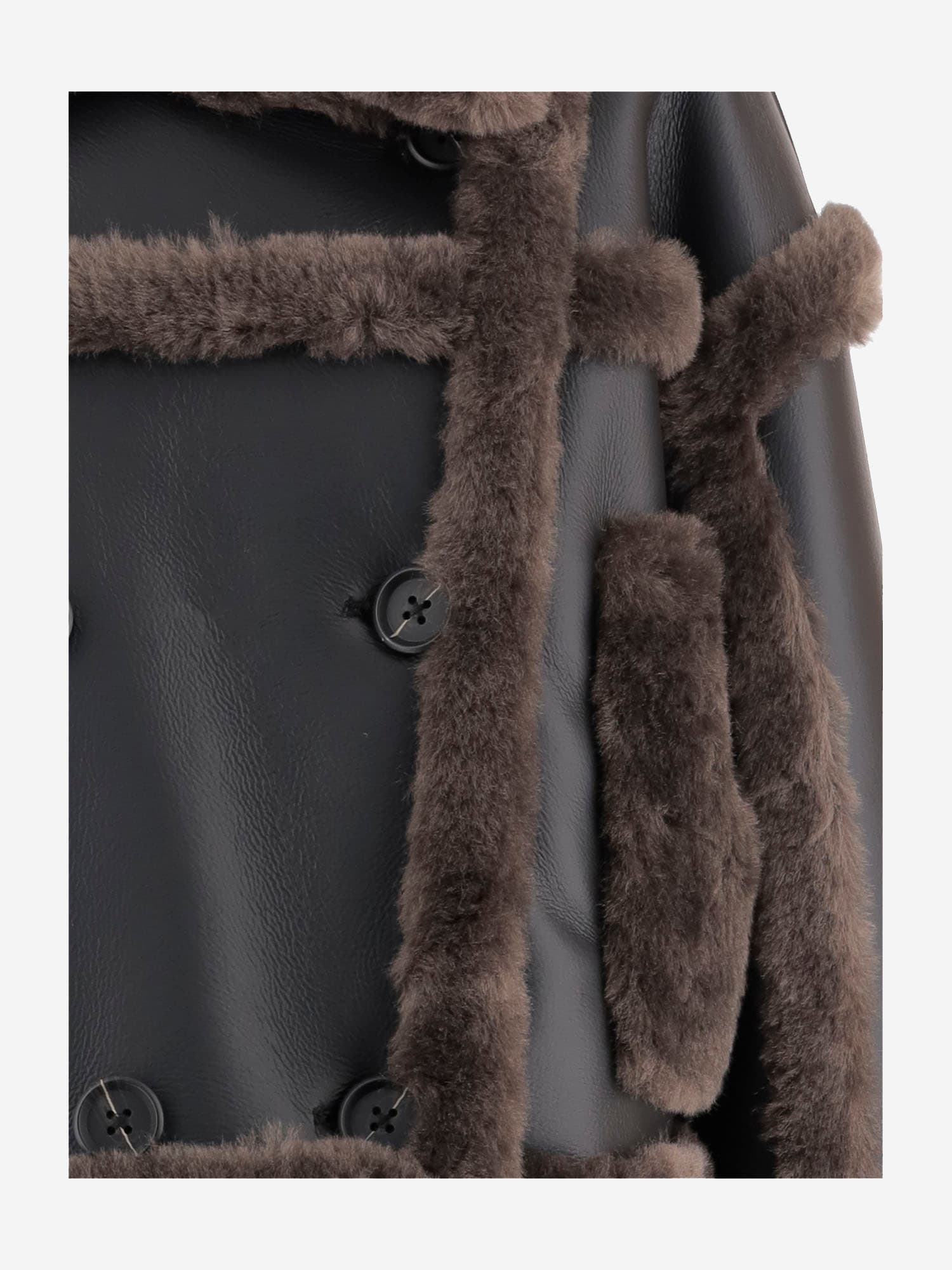 Stand Studio Kristy Synthetic Leather Jacket With Fur Details In Black