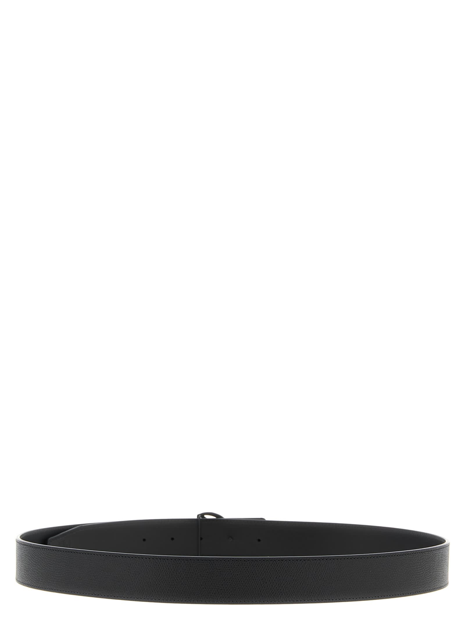 Christian Louboutin Adjustable Mooncrest Reversible Belt With Smooth Finish In Black