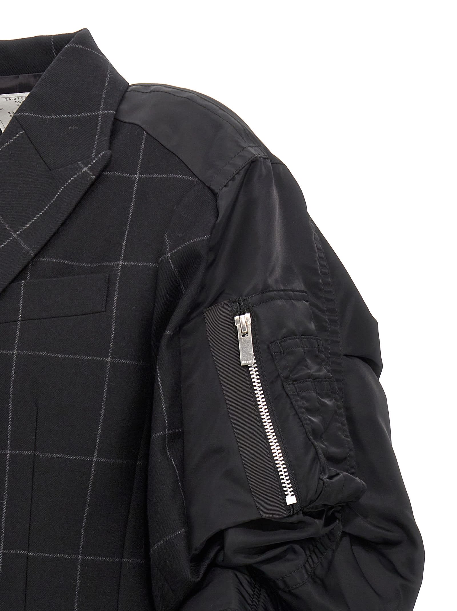 Shop Sacai Windowpane Blazer In Black