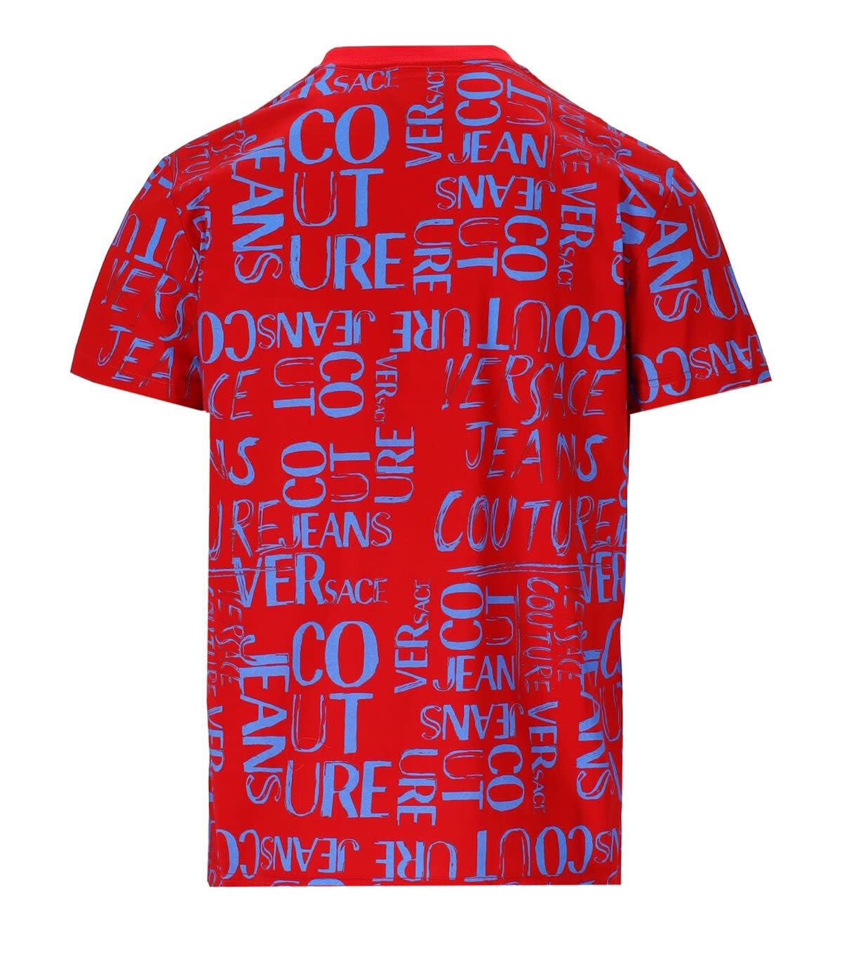 Trappenhuis Won Gestaag Versace Jeans Couture Men's Doodle Logo Cotton Slim-fit Short-sleeve T-shirt  In Red | ModeSens