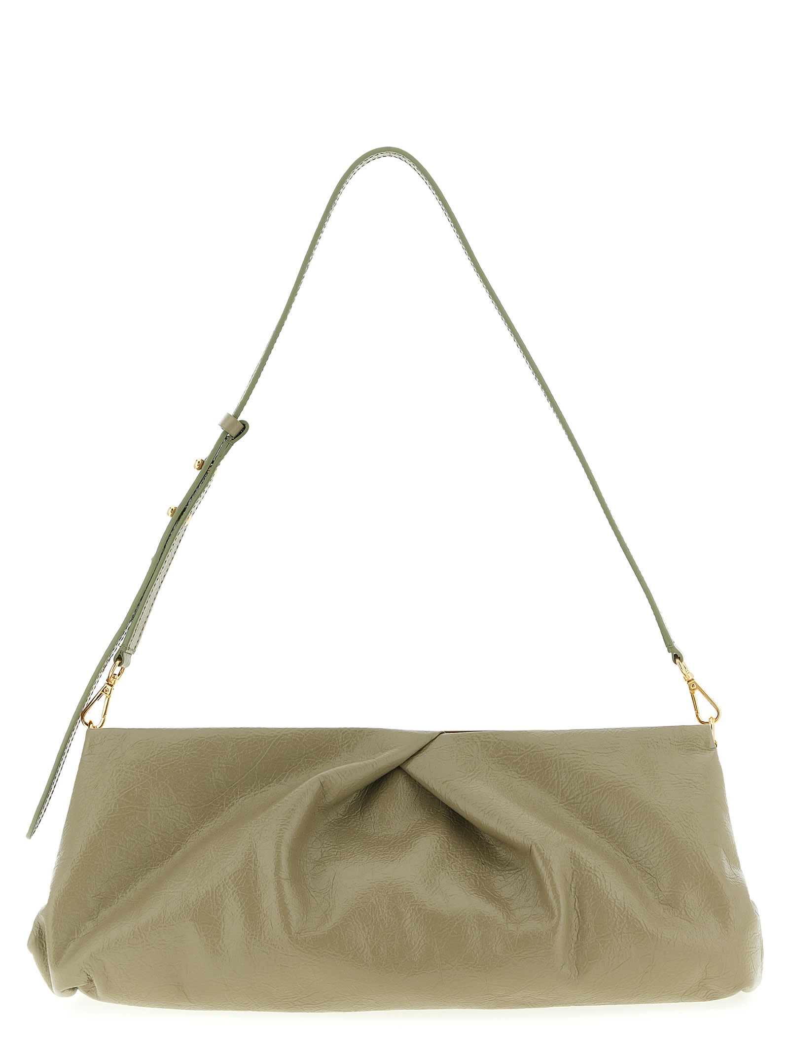 Dries Van Noten Large Textured Clutch Adjustable Strap In Green