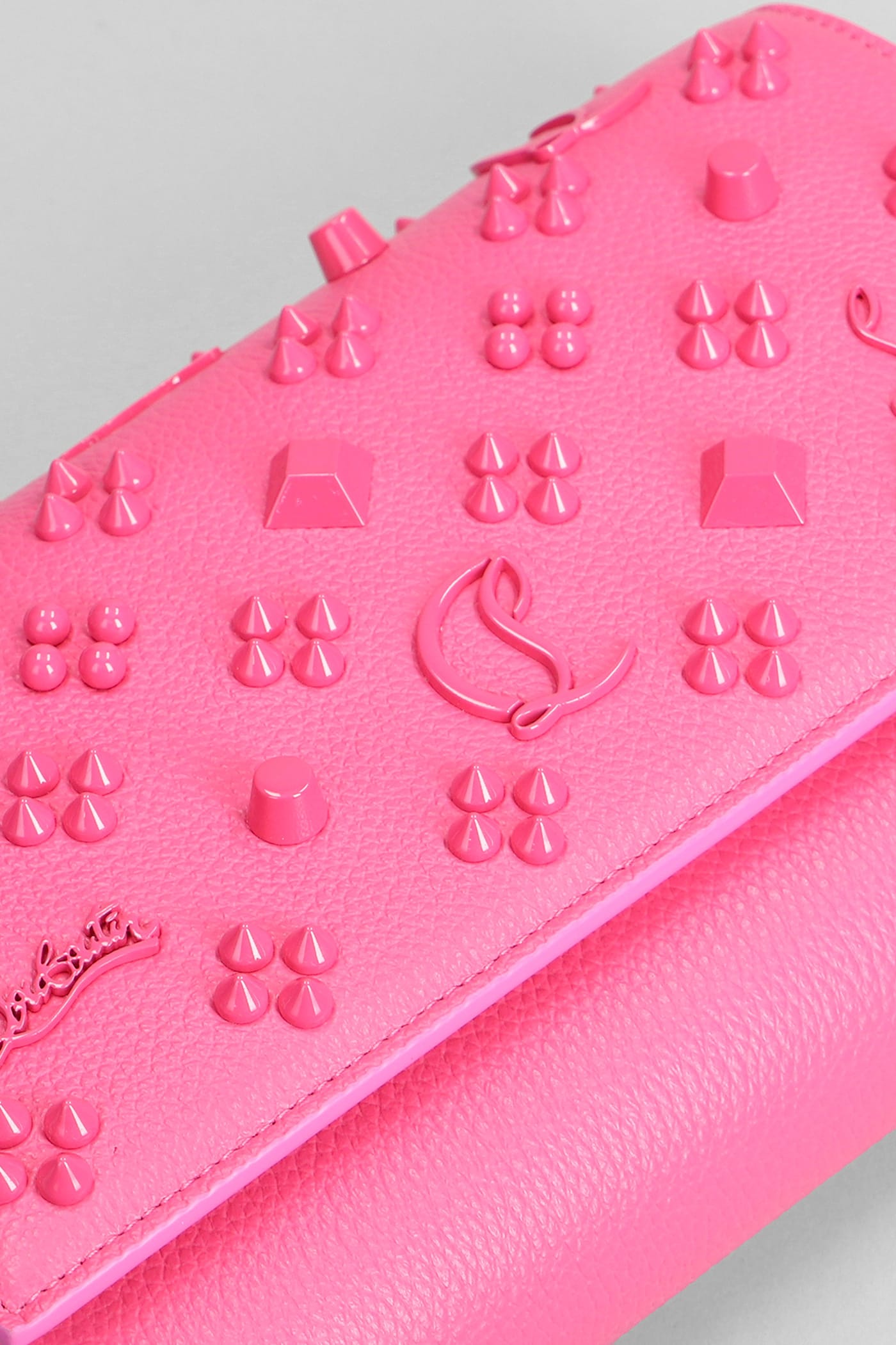 Shop Christian Louboutin Paloma Clutch Shoulder Bag In Rose-pink Leather