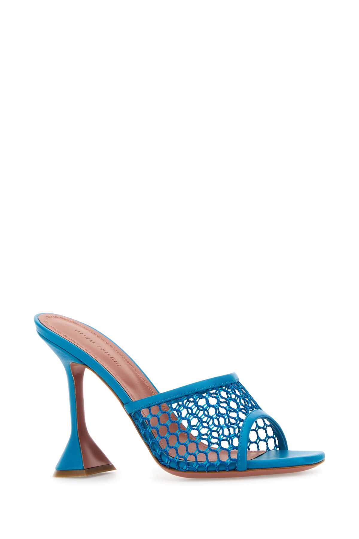 Light Blue Leather And Mesh Lupita Net 95 Mules