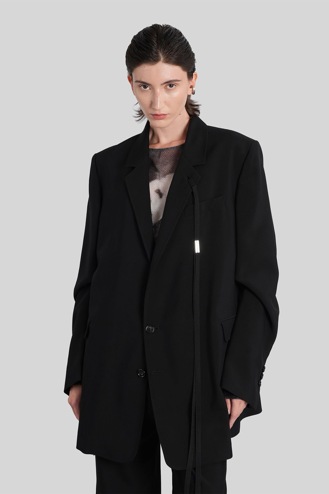 Ann Demeulemeester Agnes Blazer In Black Viscose In Black