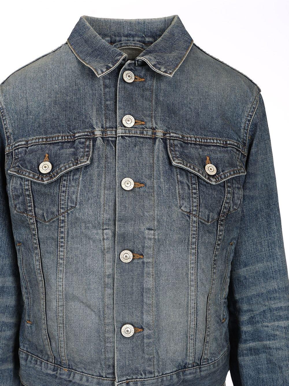BALENCIAGA COLLARED BUTTON-UP DENIM JACKET 