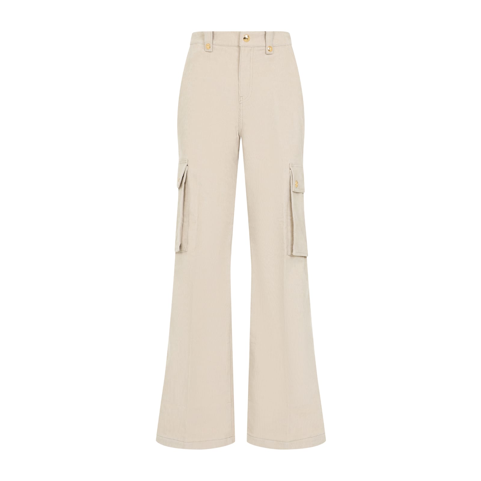 Celine Cargo Pants With Flared Leg And Pockets In Neutral