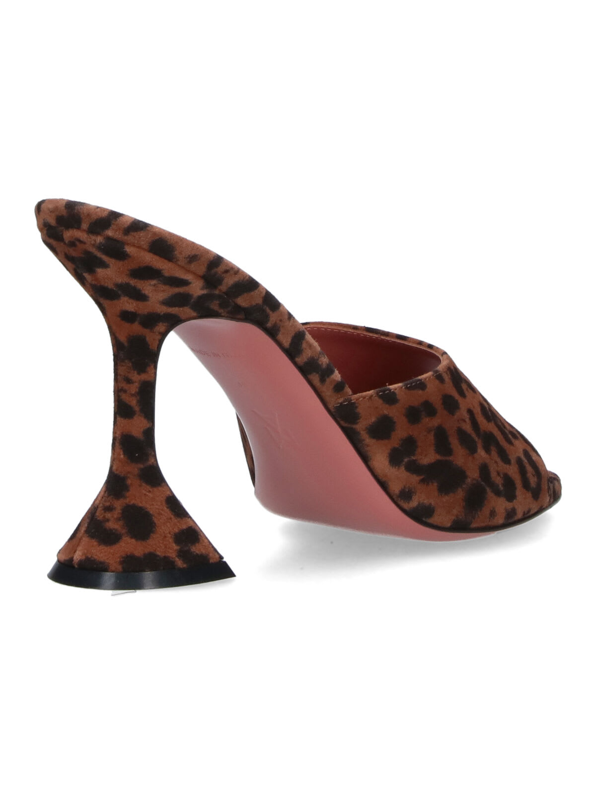 Amina Muaddi Leopard Print Suede High-heeled Mules In Brown
