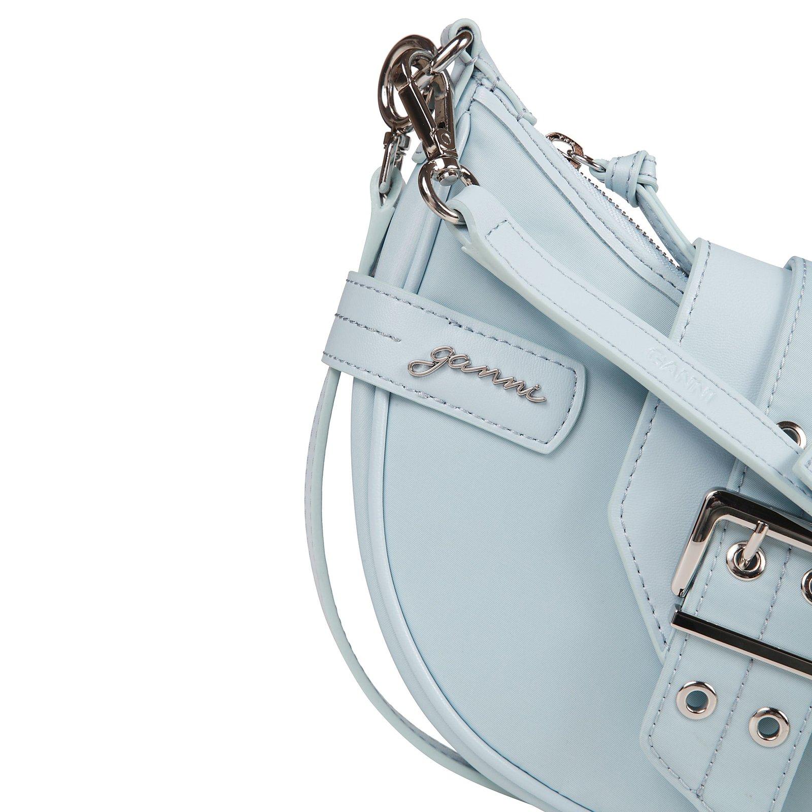 Ganni Bucky Zip-up Small Crossbody Bag In Blu