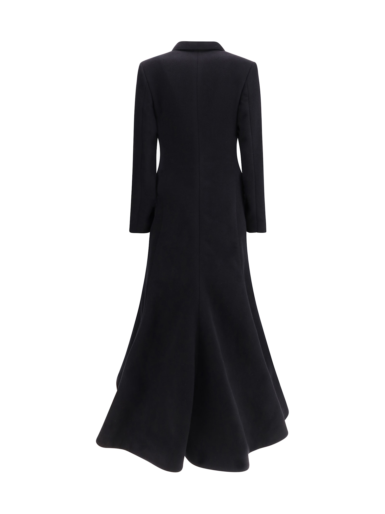 Balenciaga Women Oversized Godet Double-breasted Coat In Black