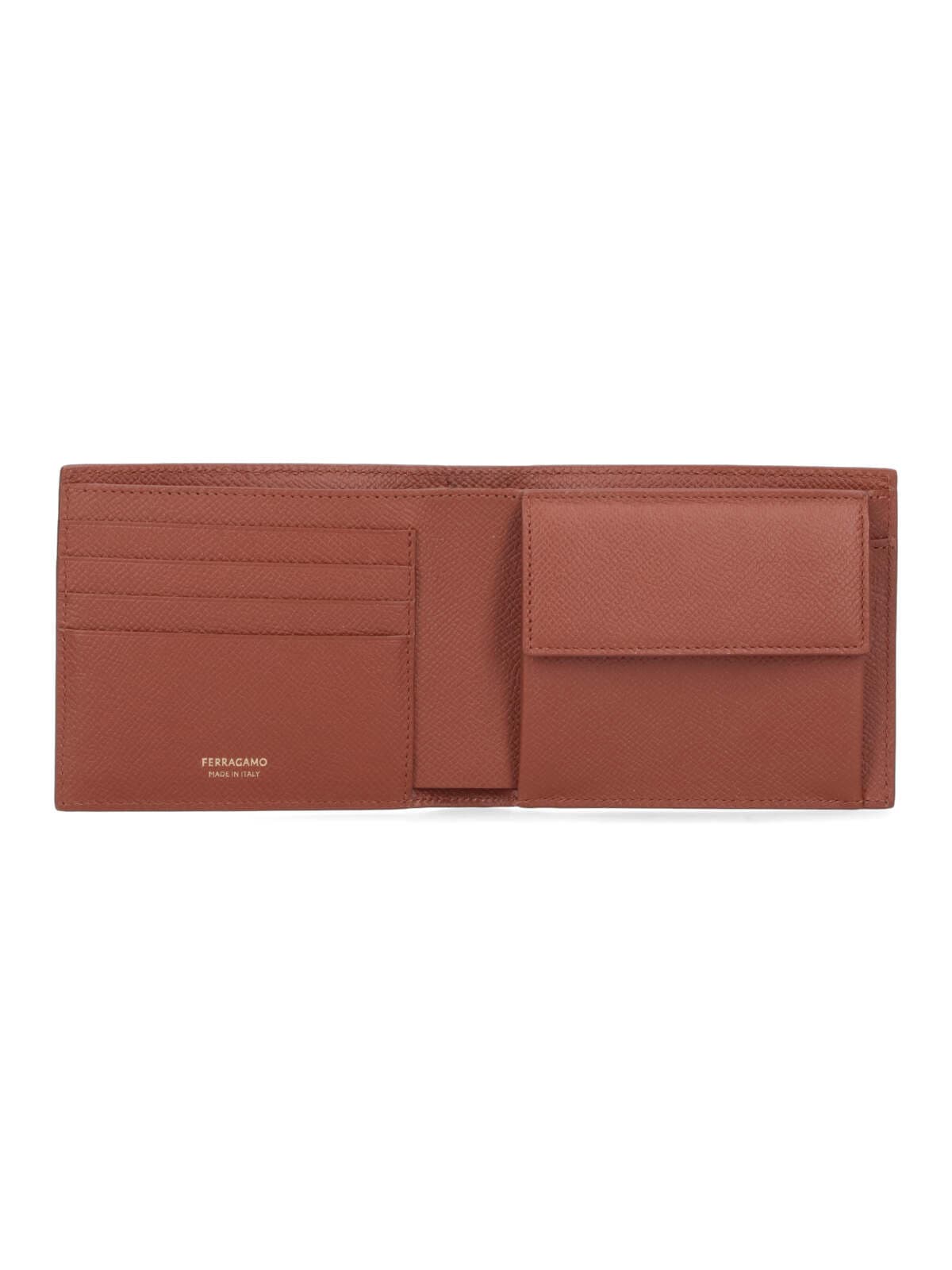 Shop Ferragamo Bi-fold Wallet Gancini In Brown