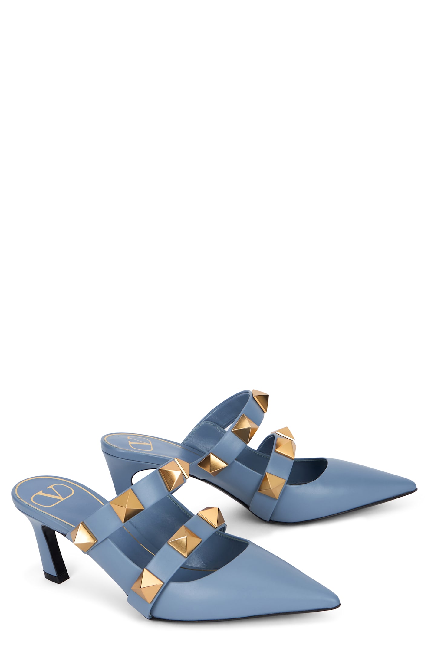 Valentino Studded-strap Mules In Multi