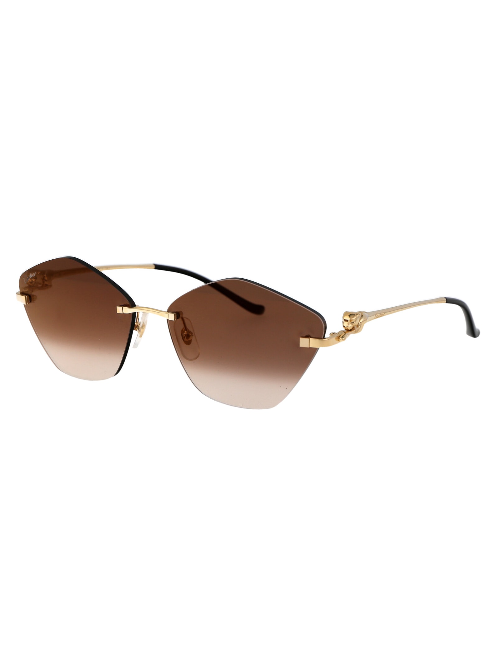 Shop Cartier Ct0429s Sunglasses In 002 Gold Gold Brown