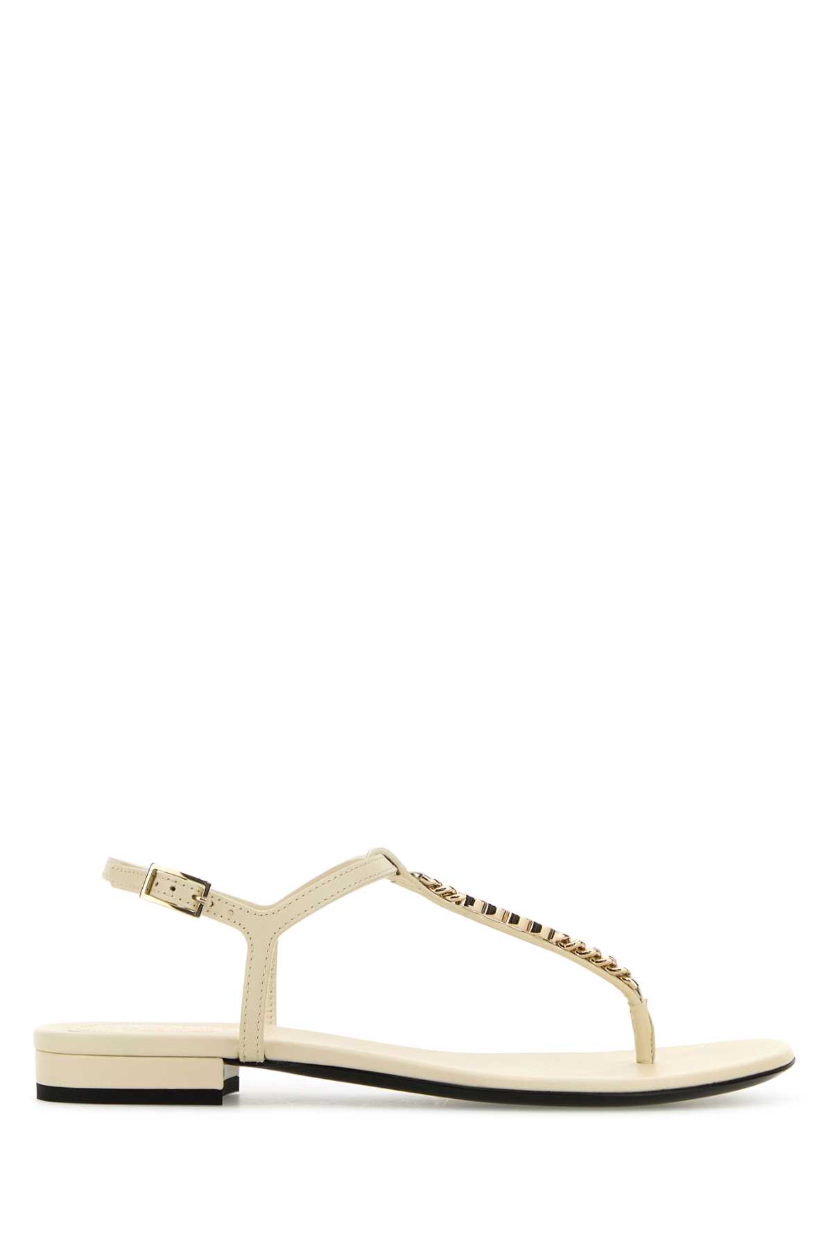 GUCCI IVORY LEATHER SIGNORIA THONG SANDALS 