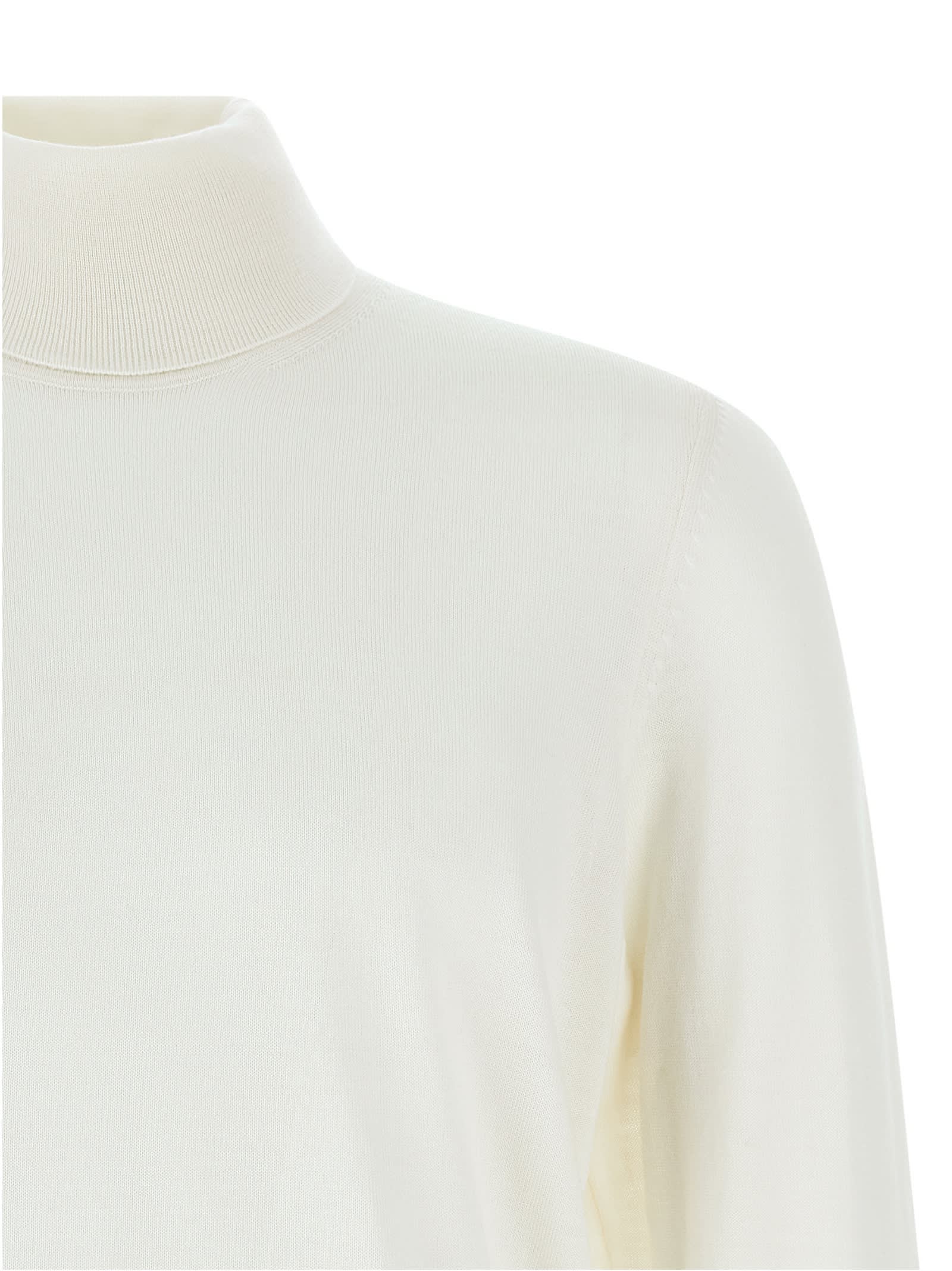 Hugo Boss Boss Musso Virgin Wool Turtleneck Sweater In White