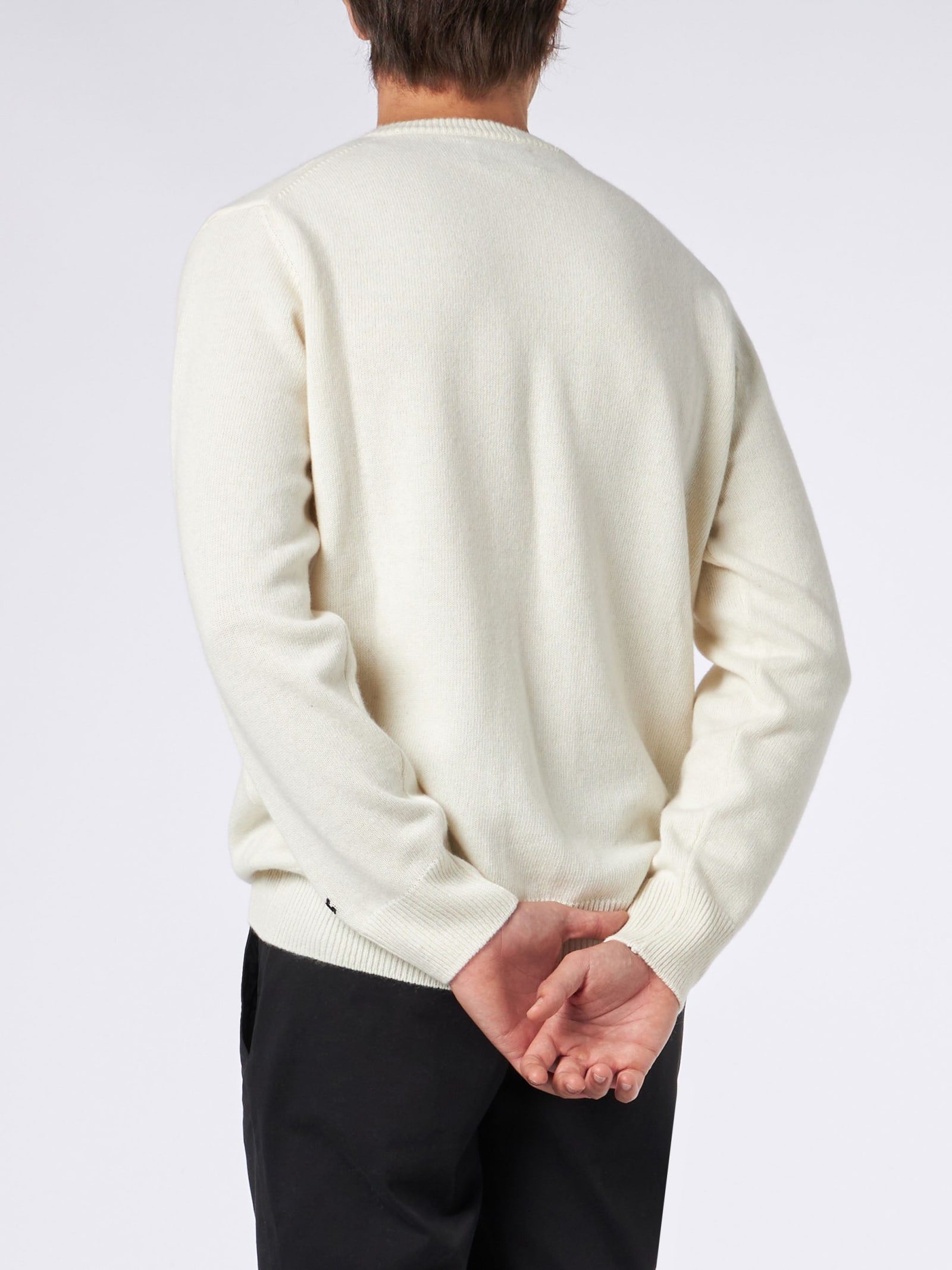 Mc2 Saint Barth Man Sweater With Wolf Print And I Hate Summer Embroidery