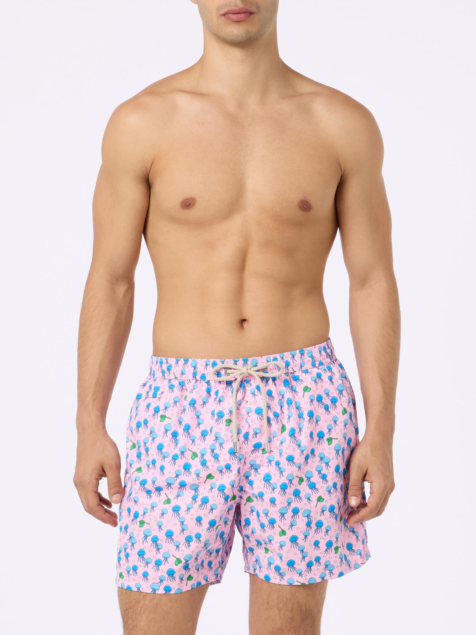 MC2 SAINT BARTH MAN LIGHTWEIGHT FABRIC SWIM-SHORTS LIGHTING MICRO FANTASY WITH JELLYFISHES PRINT