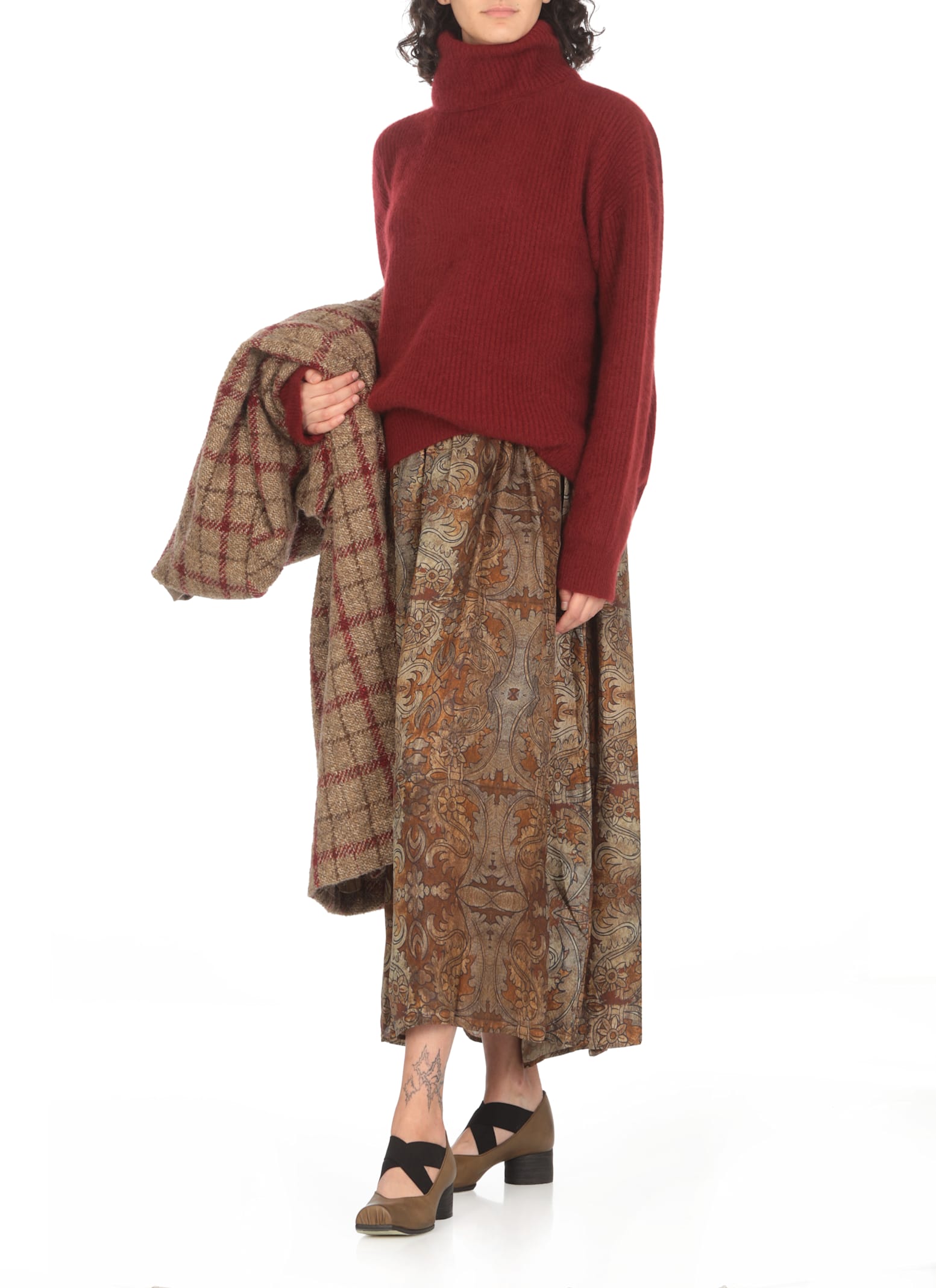 Shop Uma Wang Dress With Floral Pattern In Brown