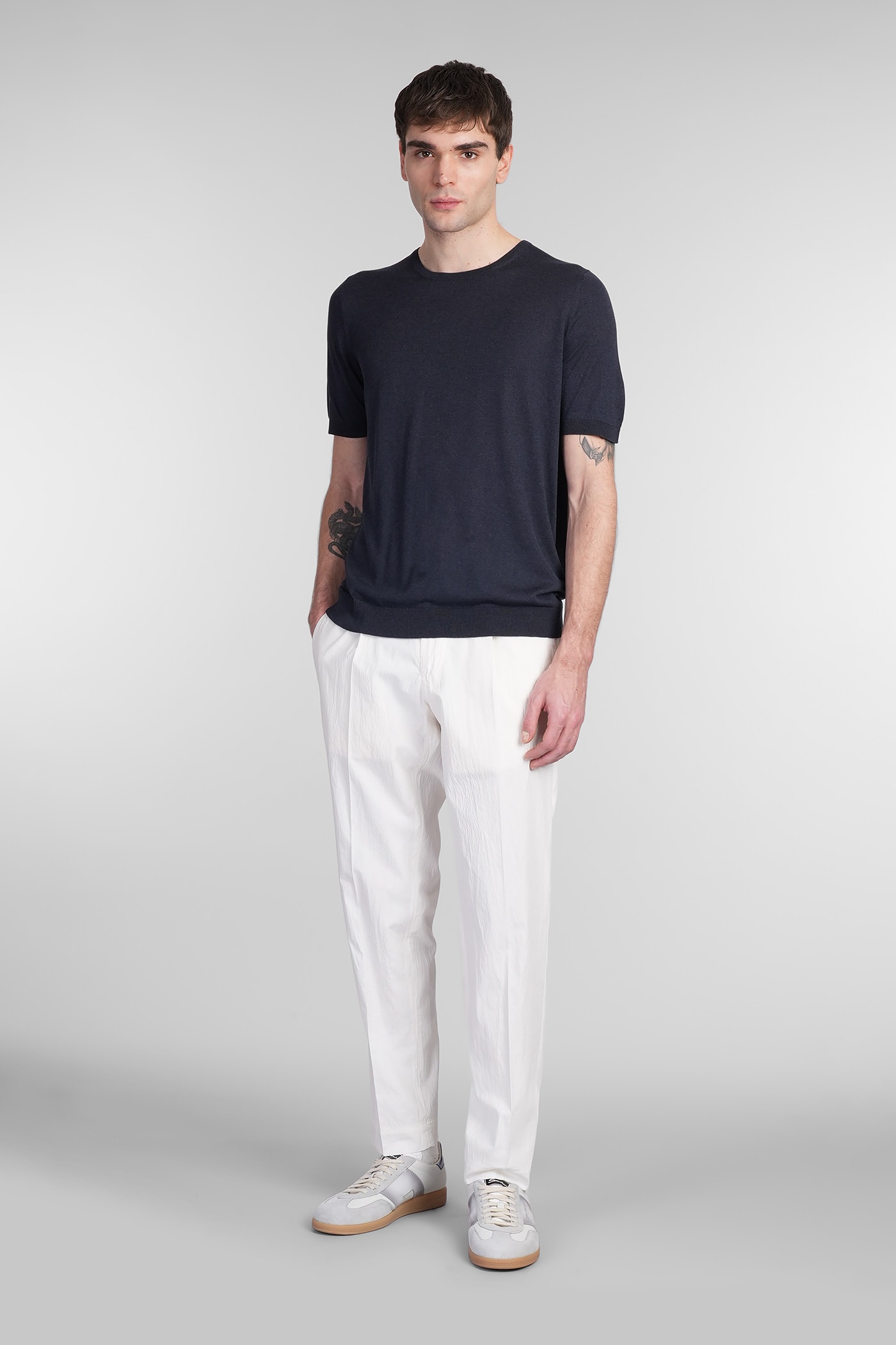 Tagliatore Josh T-shirt In Blue Silk In Blue