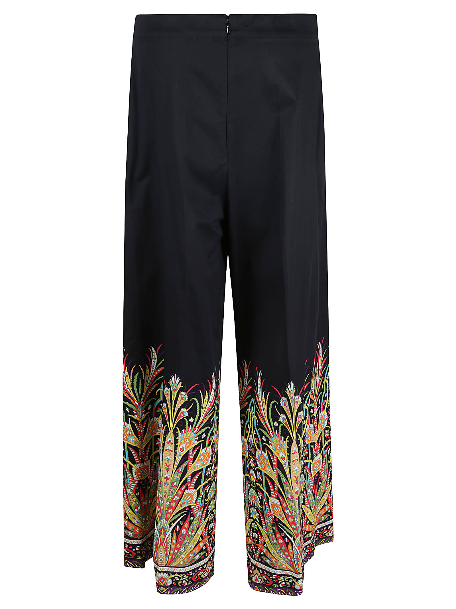 Shop Etro Bottom Printed Straight Trousers In Nero