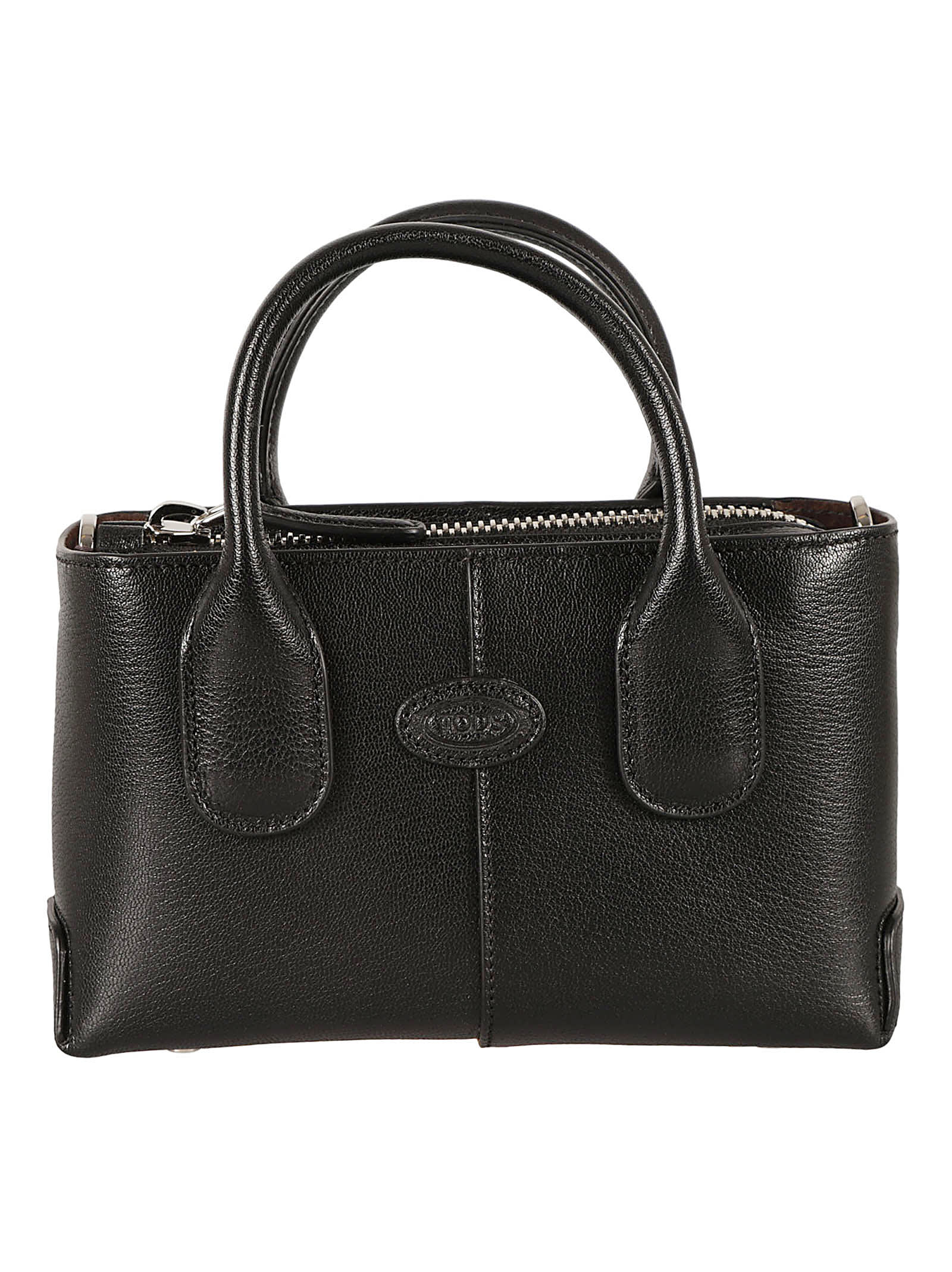 Tod's Logo Patch Top Zip Tote In Black