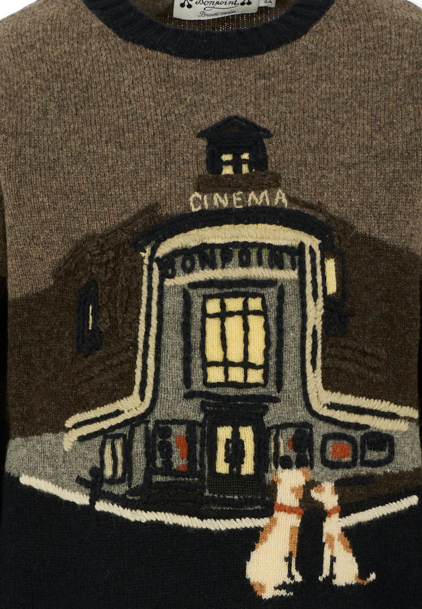 Bonpoint Blue Sweater For Boy With Logo In Multi