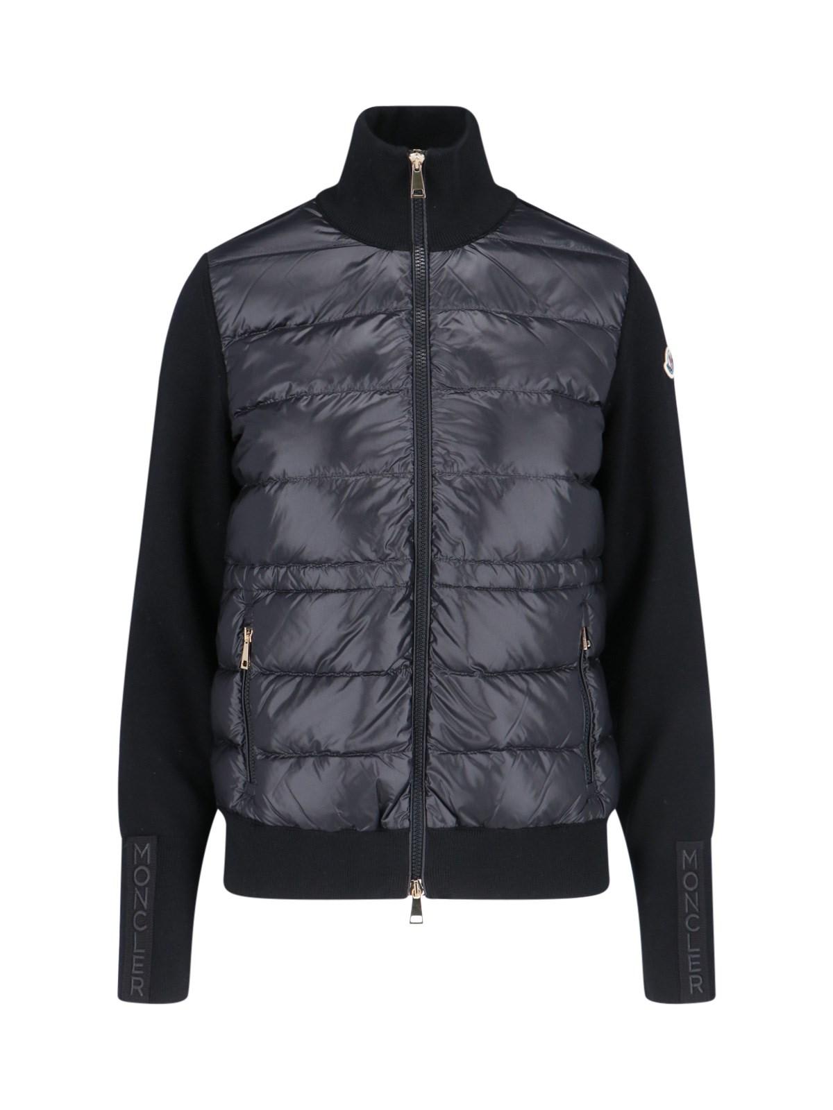 Shop Moncler Padded Zip Cardigan In Black