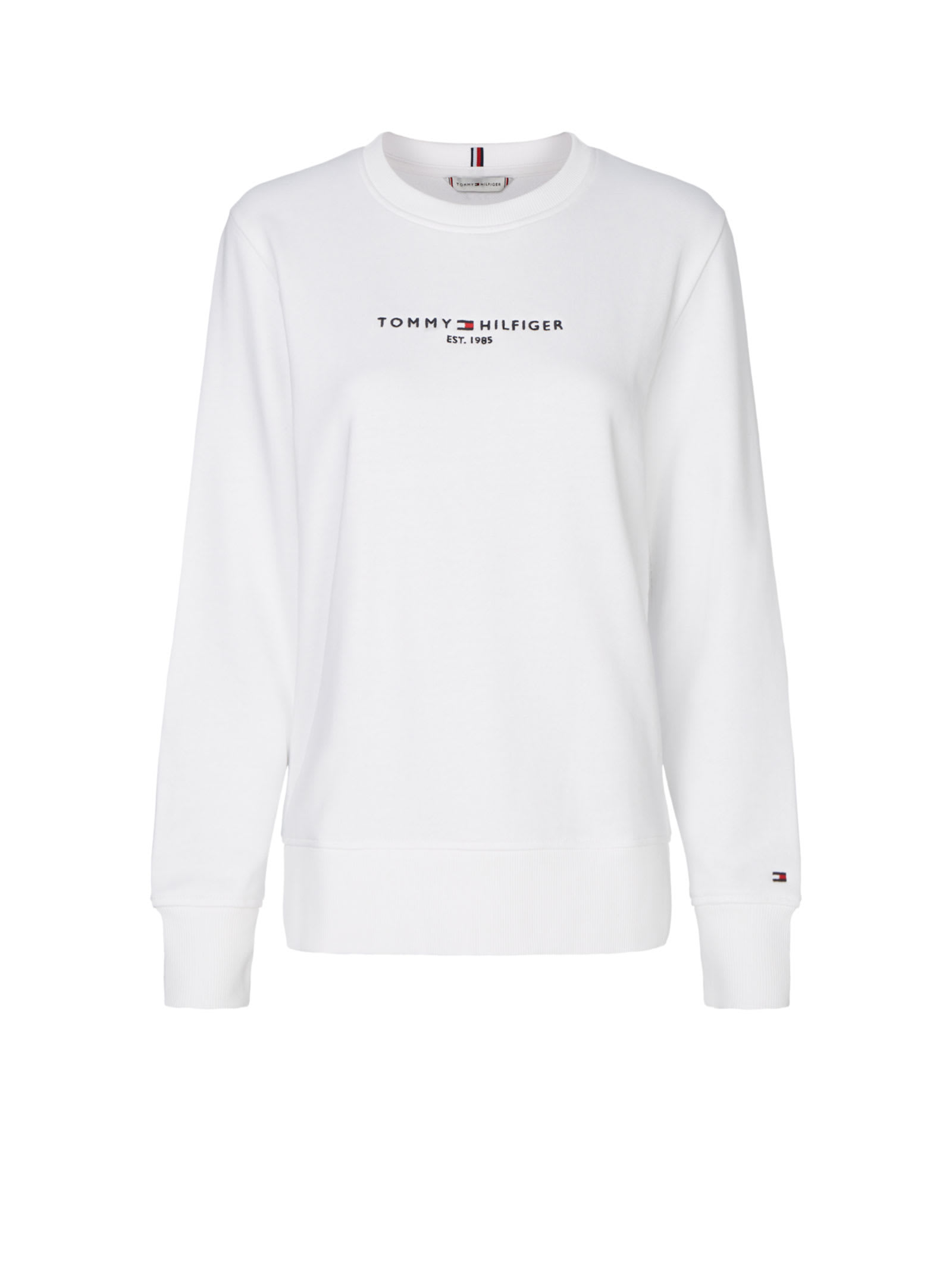 Tommy Hilfiger White Cotton Sweater With Logo