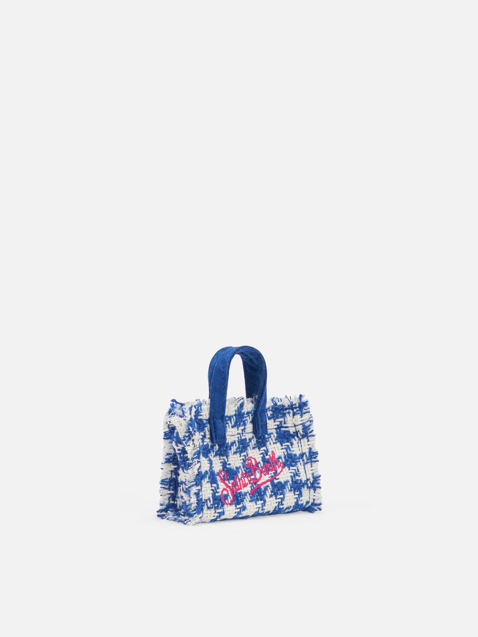 Mc2 Saint Barth Wooly Key Holder With Pied De Poule Pattern In Blue
