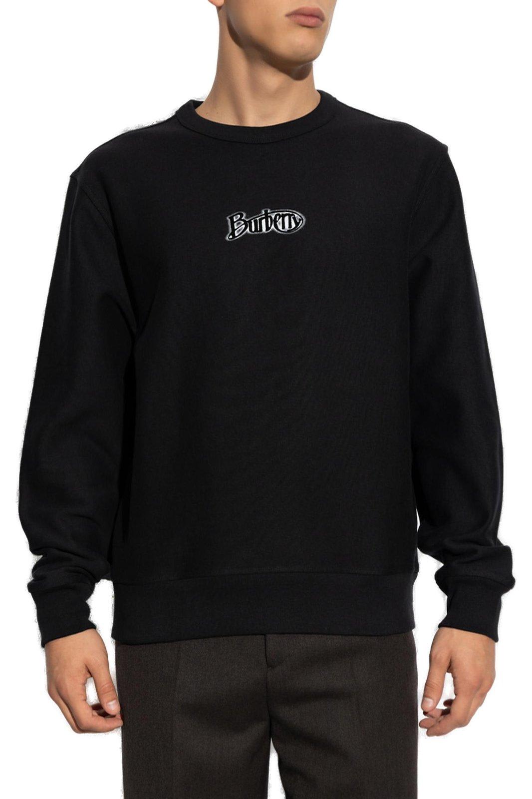 Shop Burberry Logo Printed Crewneck Sweatshirt In Black