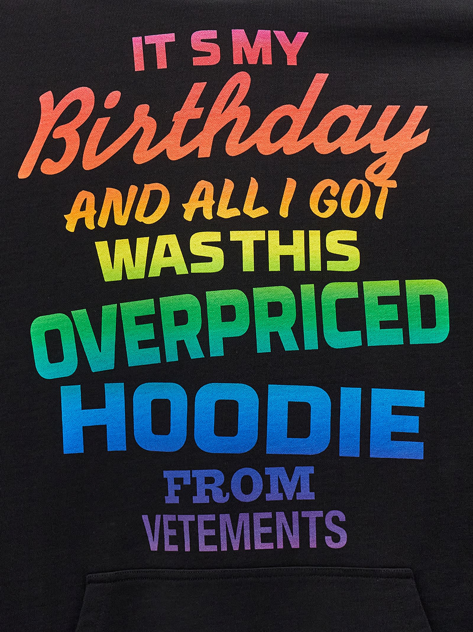 Shop Vetements Overpriced Birthday Hoodie In Black