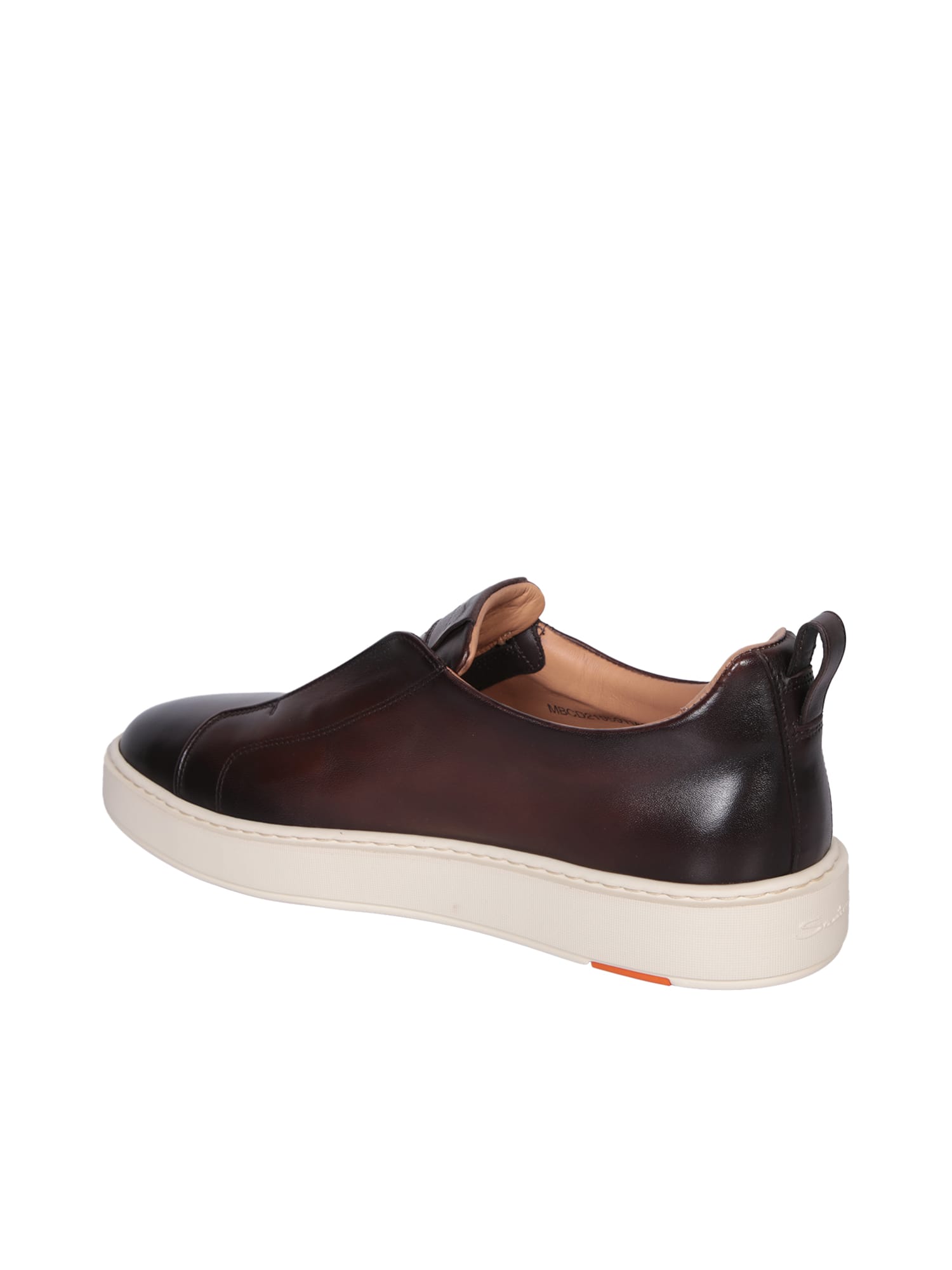 Shop Santoni Victor Leather Slip-on Brown Sneakers