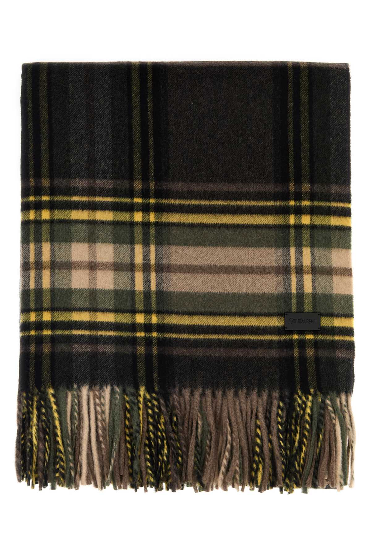 Saint Laurent Embroidered Cashmere Blend Scarf In Multi