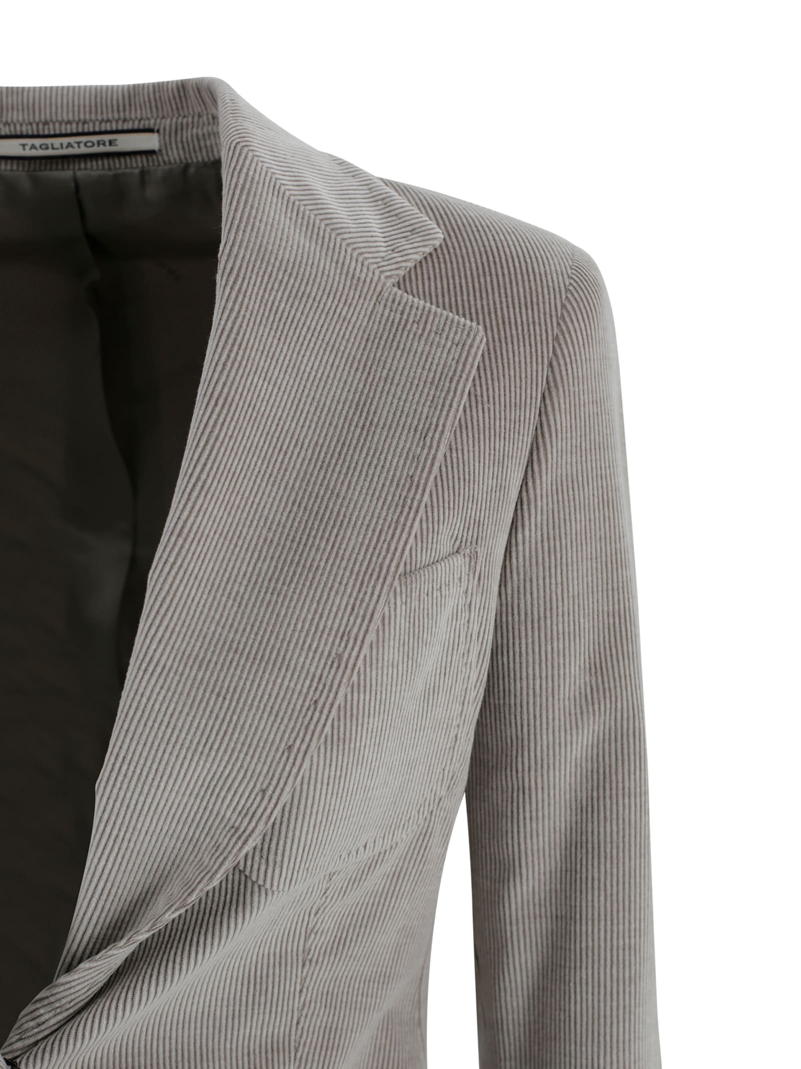 Tagliatore Single-breasted Corduroy Blazer. In Gray