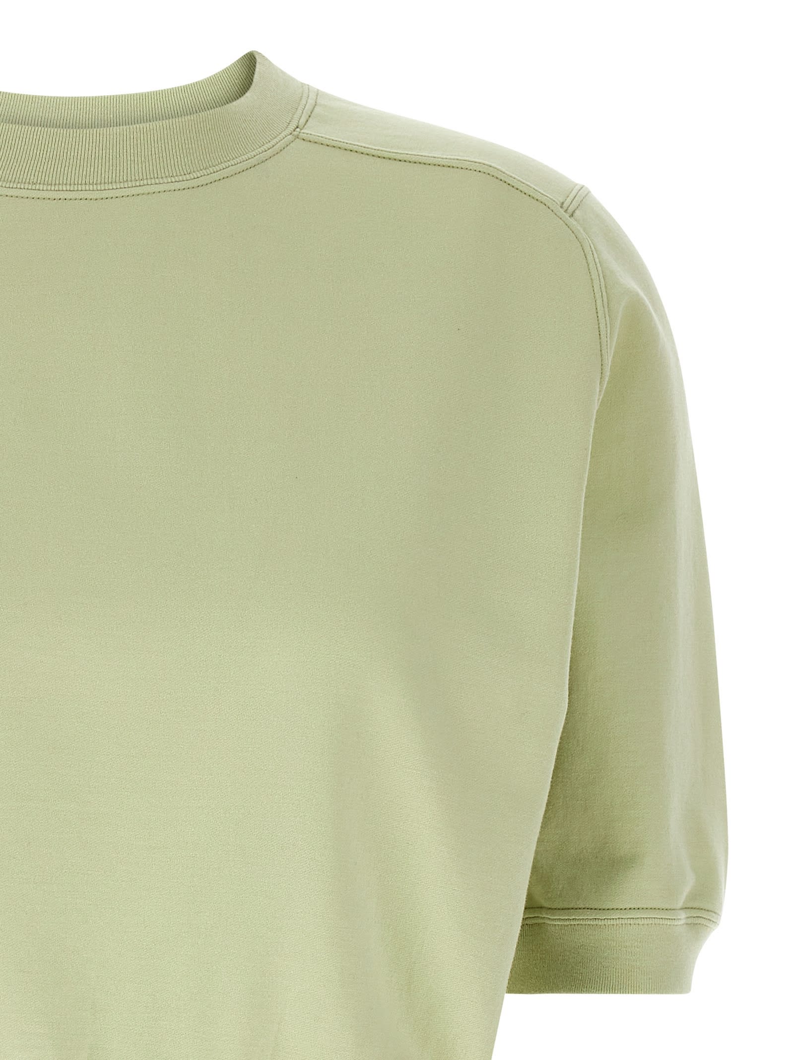 Auralee Short Sleeve Cropped Crew Neck Top In Green