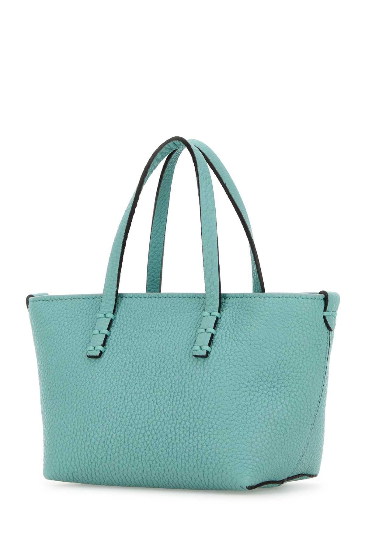 Shop Fendi Light Blue Leather Mini Roll Handbag In Aquifertmros