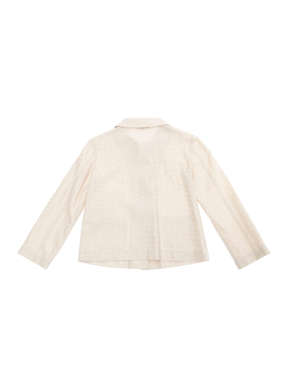 Shop Emporio Armani Beige Jacket With Peter Pan Collar And All-over Logo Embroidery In Tech Fabric Baby