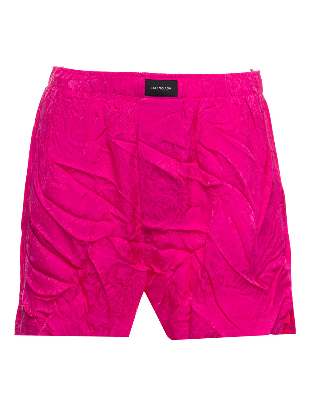 Balenciaga Woman Pink Satin Crinkled Shorts