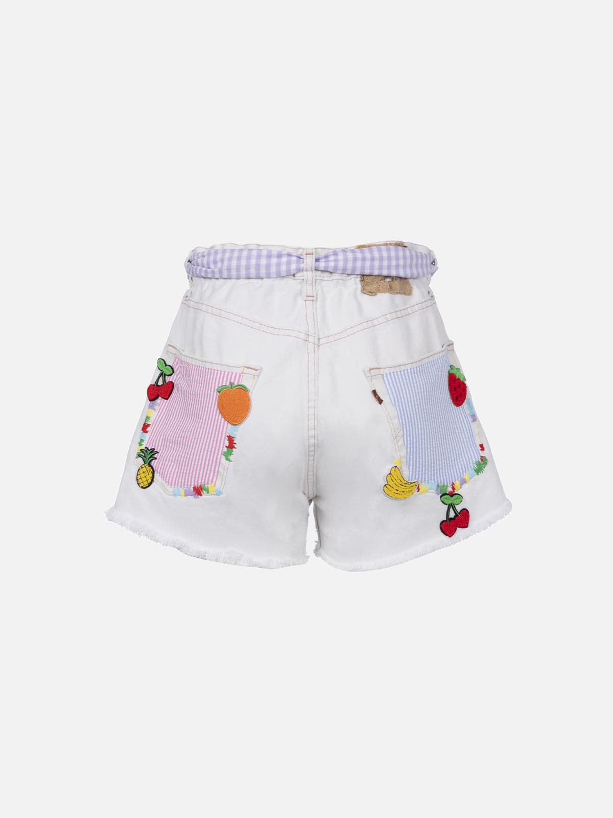 Mc2 Saint Barth Woman Upcycled Denim Shorts Arizona With Patches In White