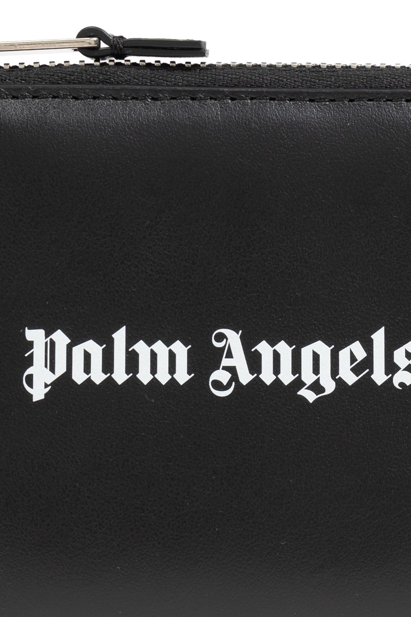 Shop Palm Angels Wallet With Logo In Black/white