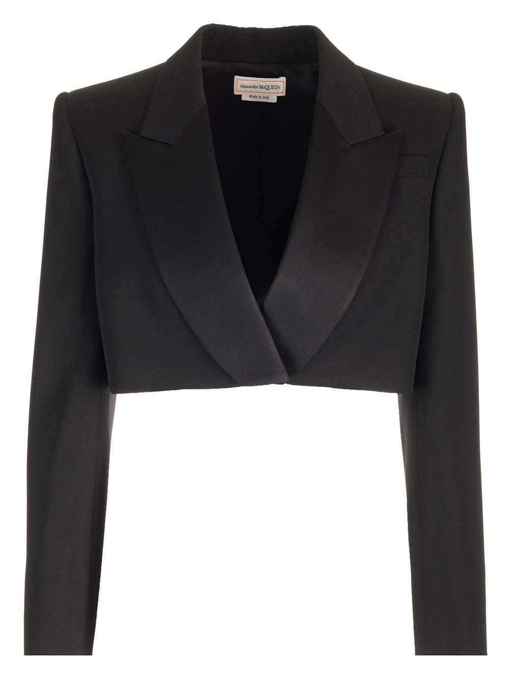 Alexander McQueen Short Black Grain De Poudre Blazer