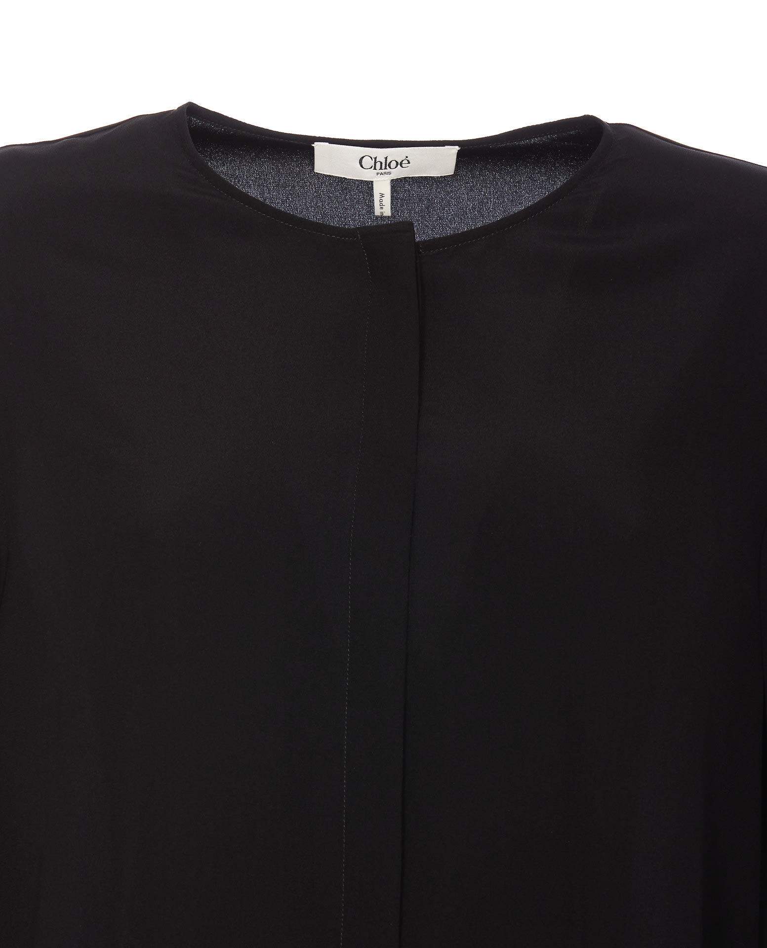 Shop Chloé Fluid Blouse Without Collar In Crepe De Chine In Black