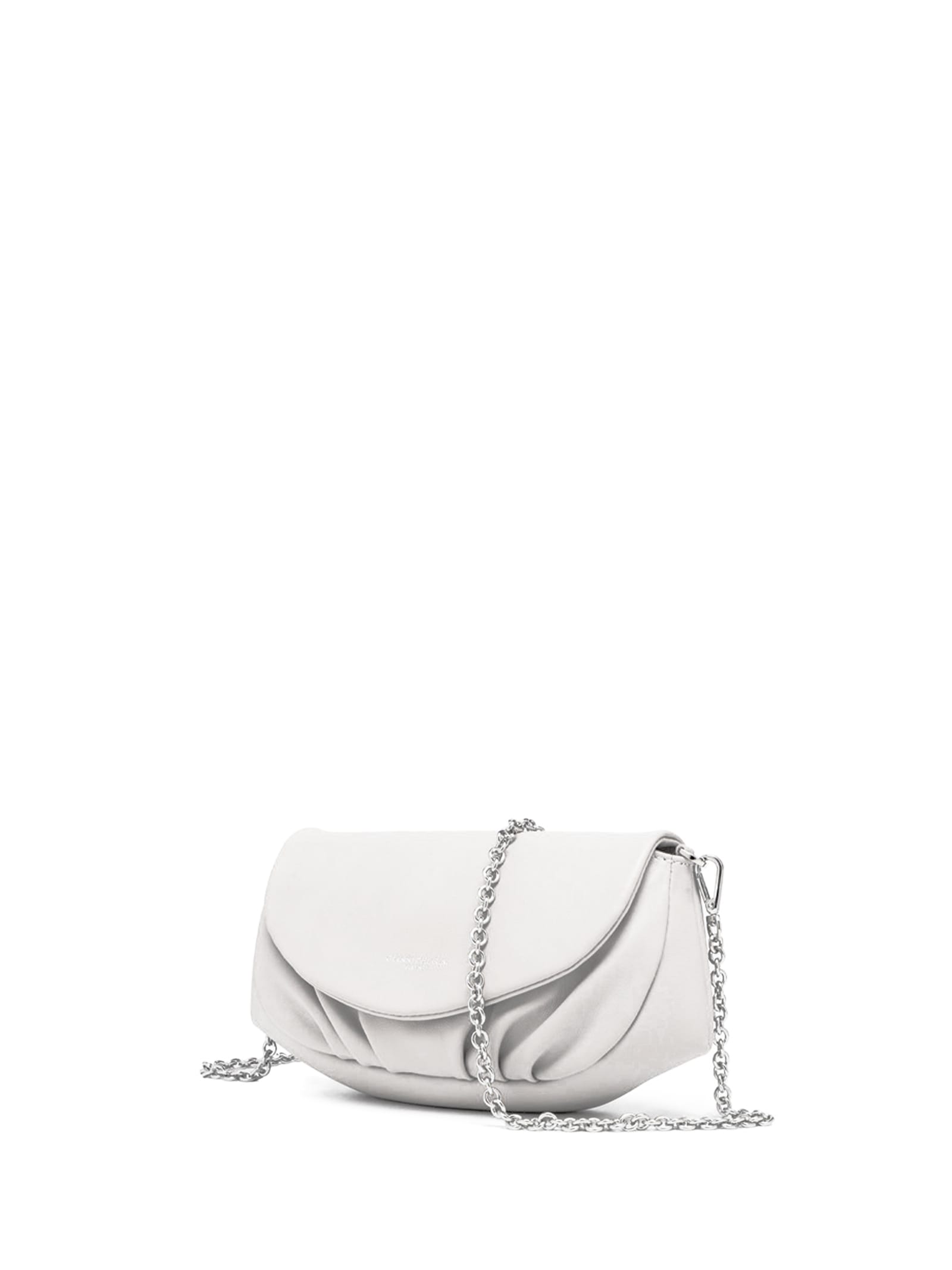 Shop Gianni Chiarini White Adele Shoulder Bag With Metal Chain In Bianco