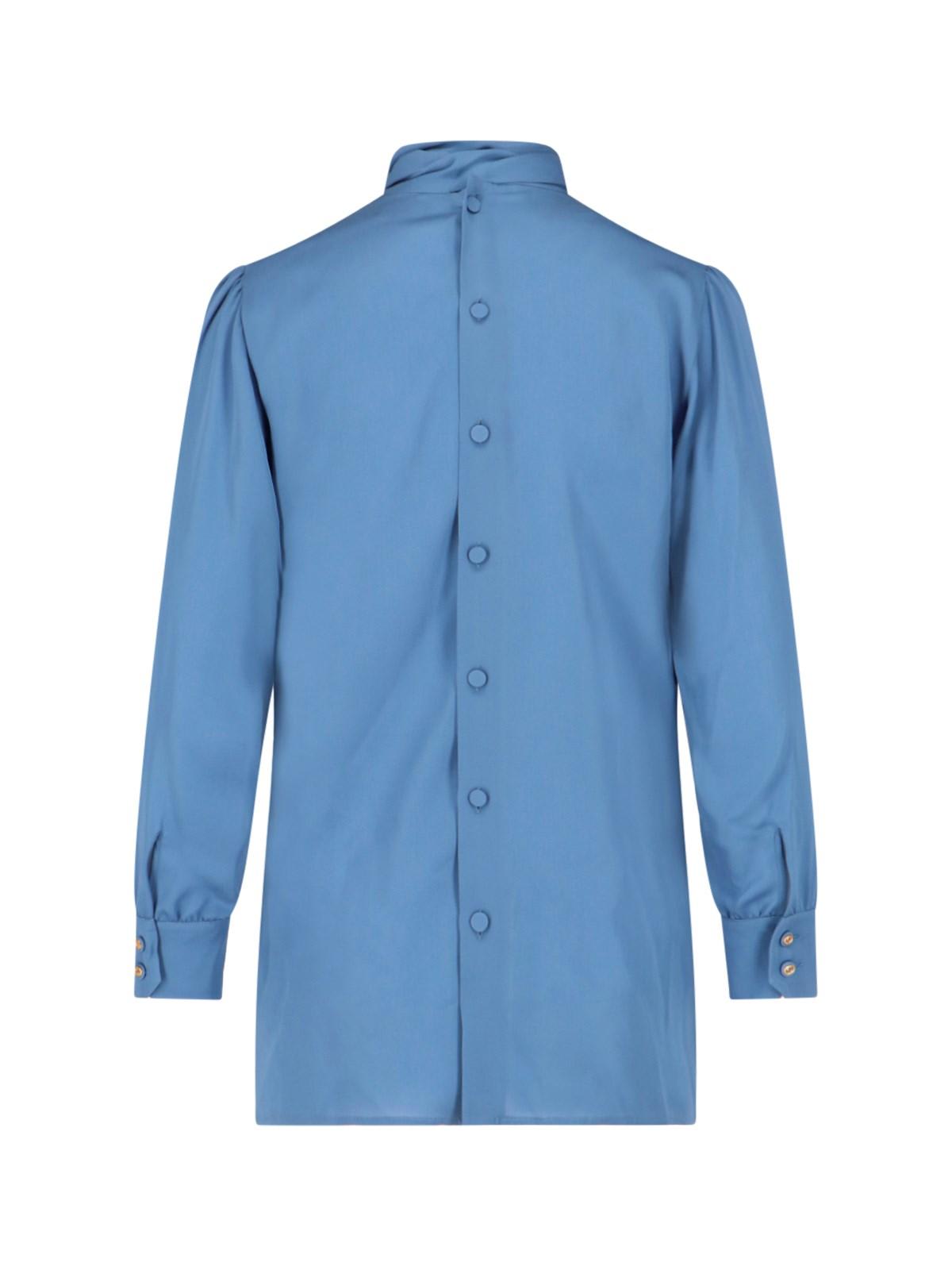 Shop Gucci Pussy Bow Detail Blouse In Blue