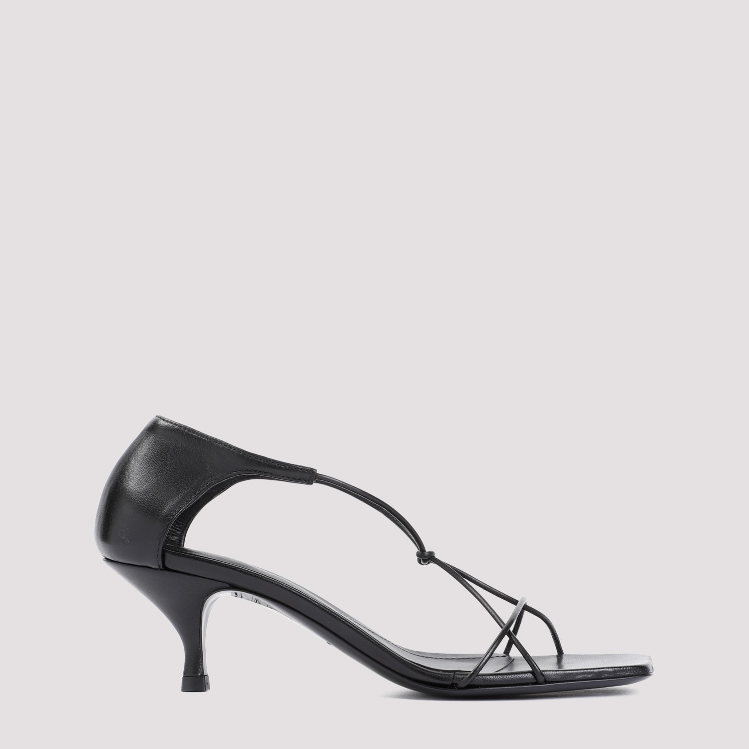 Shop Totême Leather Knot Sandal In Black