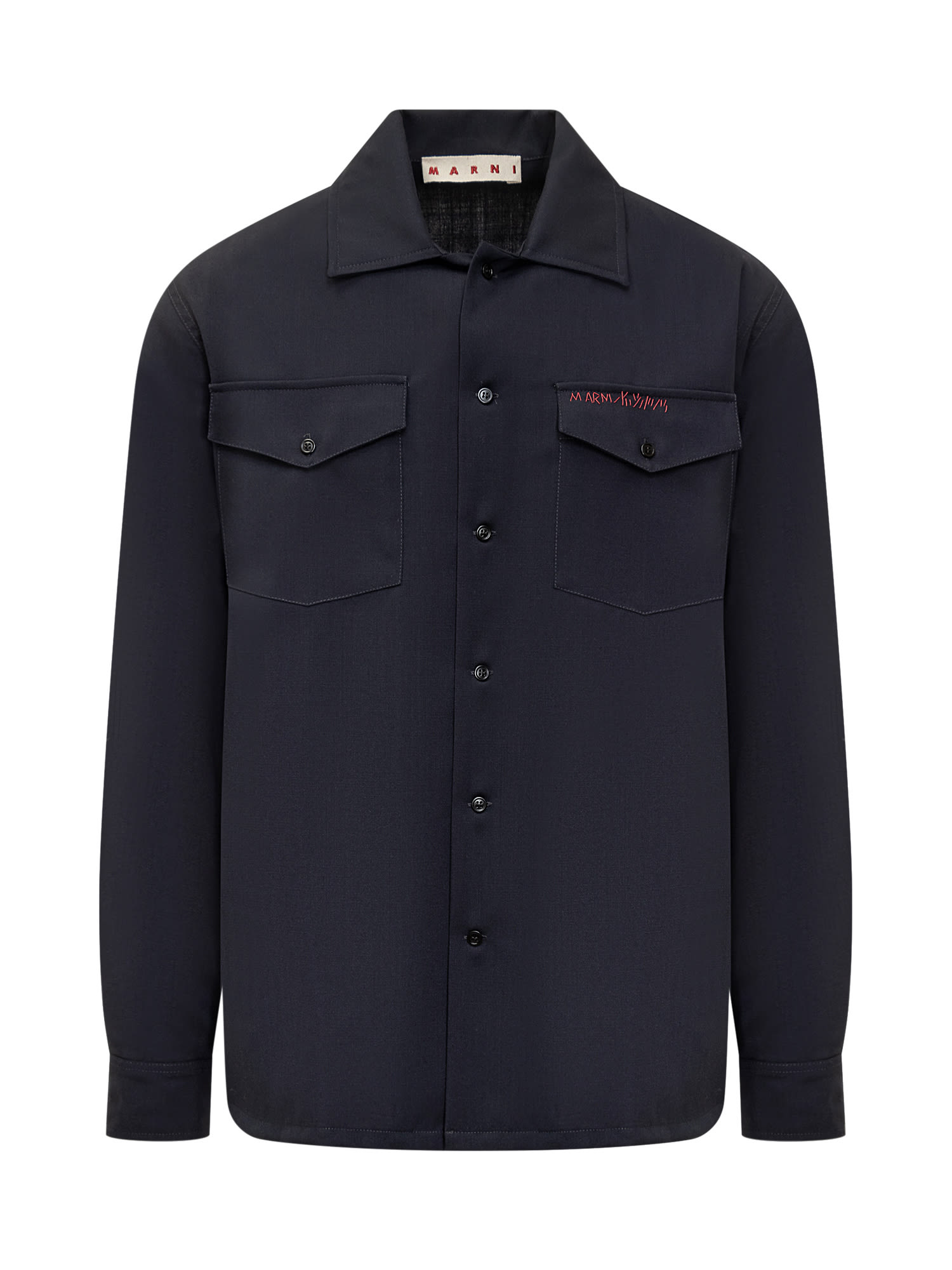 Shop Marni Shirt With Logo In Blublack