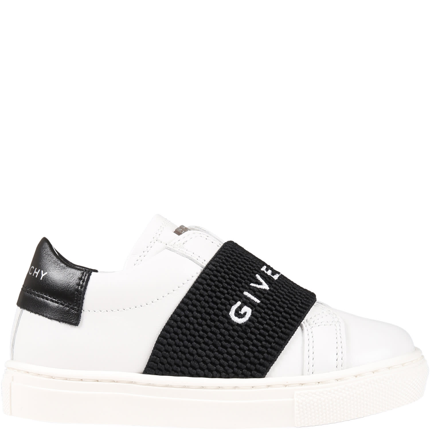 GIVENCHY WHITE SNEAKERS FOR BABIES WITH LOGOED BLACK BAND