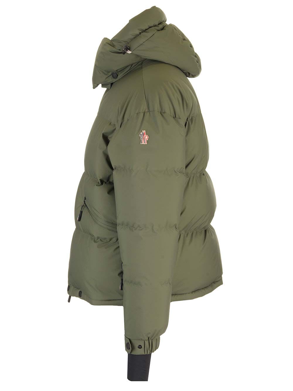 Shop Moncler Coraia Gore-tex Short Down Jacket In Green