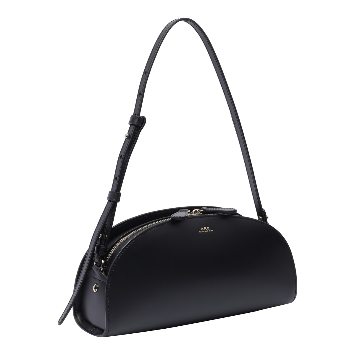 Apc Mini Demi-lune Structured Shoulder Handbag In Black