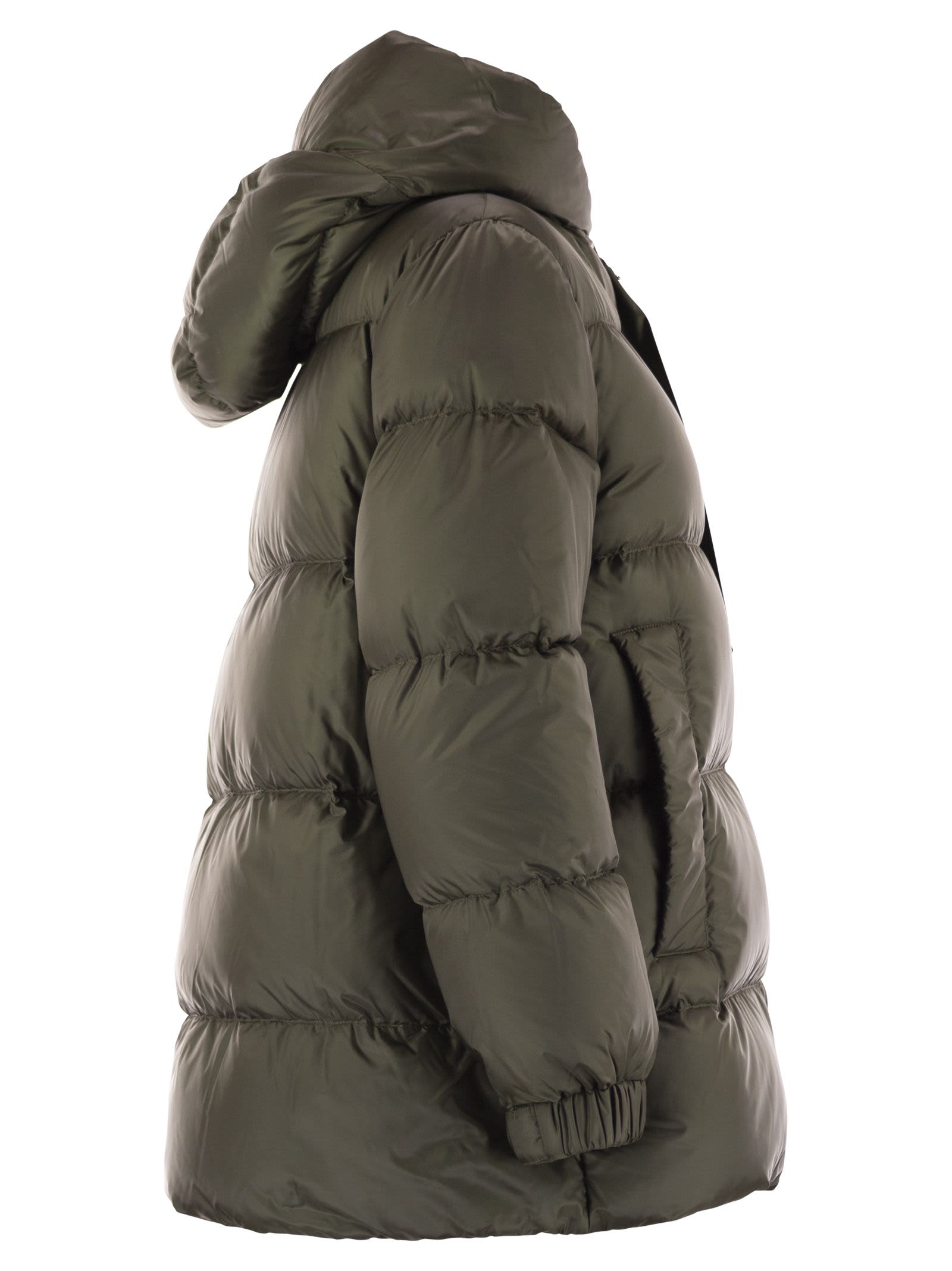 Max Mara The Cube Seia - Drip-proof Canvas Down Jacket In Brown